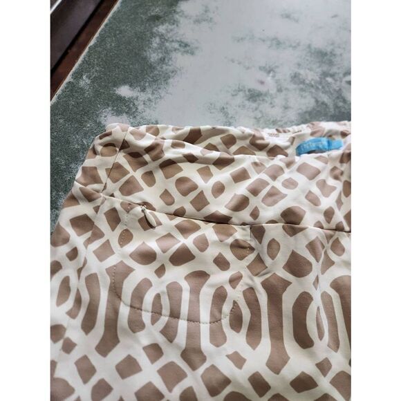 J.McLaughlin Catalina cloth Carmel Tan Brown Geomatric Pants small zip front poc - Picture 2 of 4